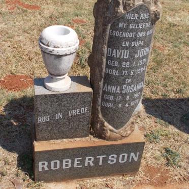 ROBERTSON David John 1901-1964 &amp; Anna Susanna 1913-1978