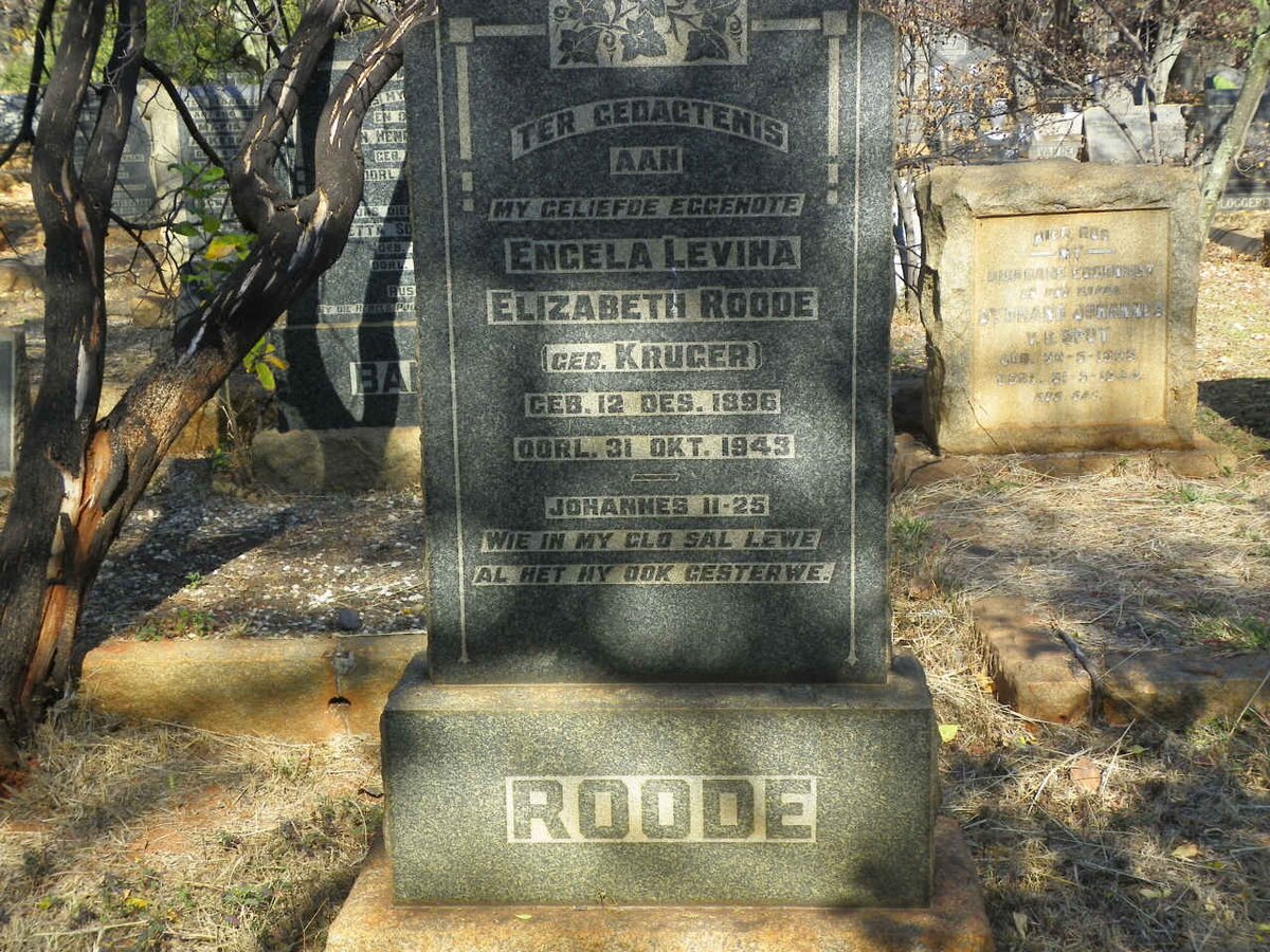 ROODE Engela Levina Elizabeth nee KRUGER 1896-1943