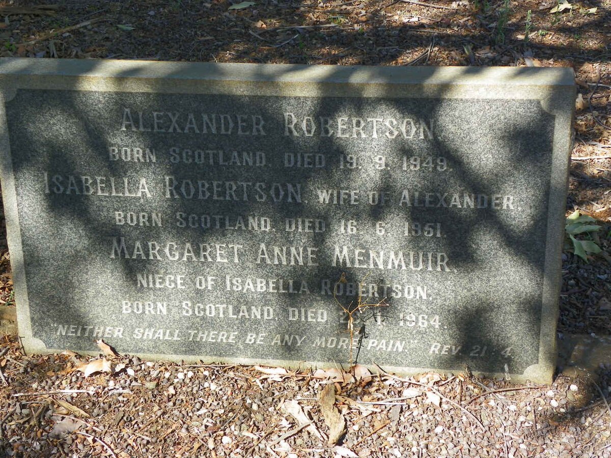 ROBERTSON Alexander -1949 &amp; Isabella -1951 :: MENMUIR Margaret Anne -1964