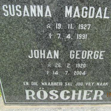 RÖSCHER Johan George 1920-2004 &amp; Susanna Magdalena 1927-1991