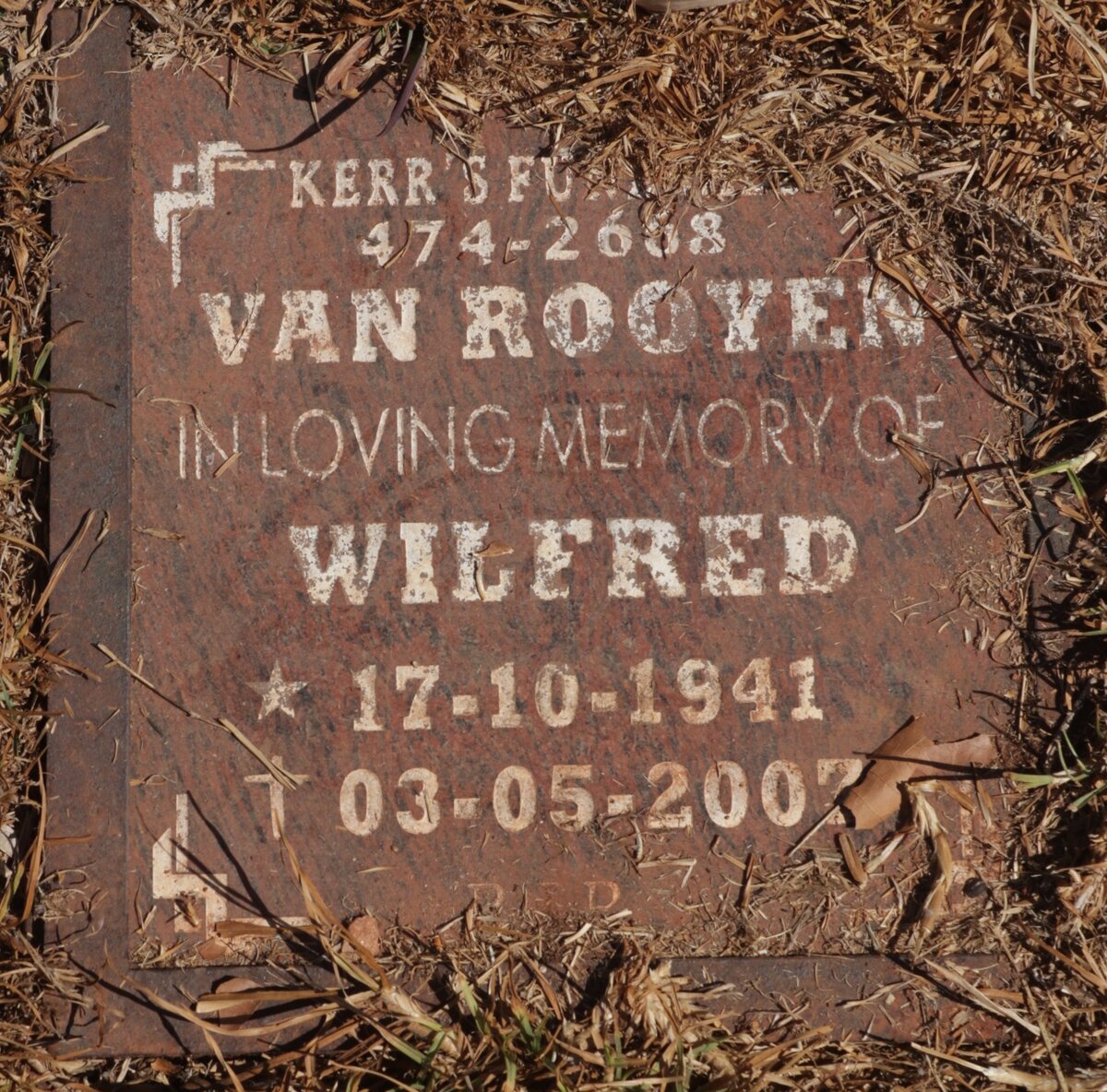 ROOYEN Wilfred, van 1941-2007