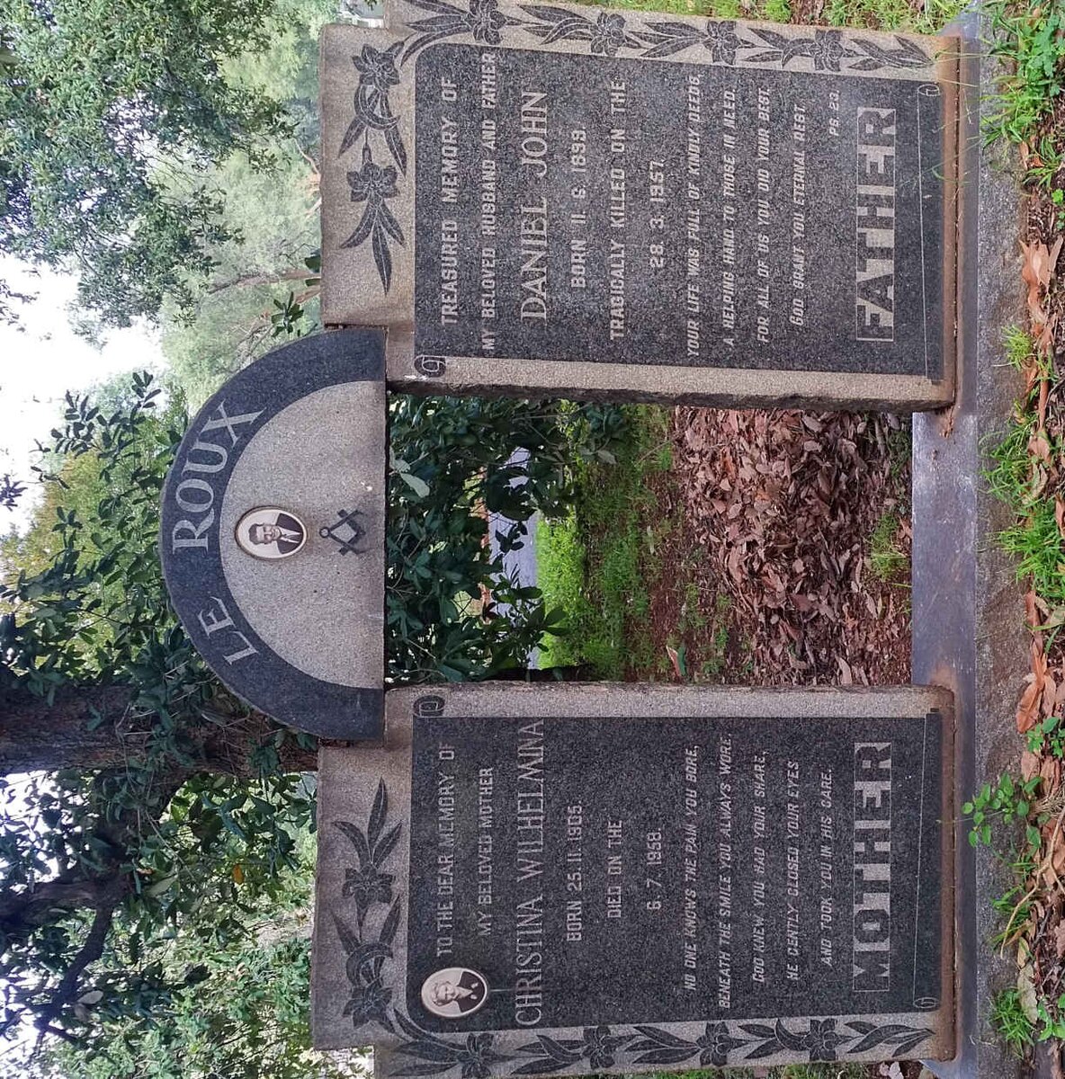 ROUX Daniel John, le 1899-1957 &amp; Christina Wilhelmina 1905-1958