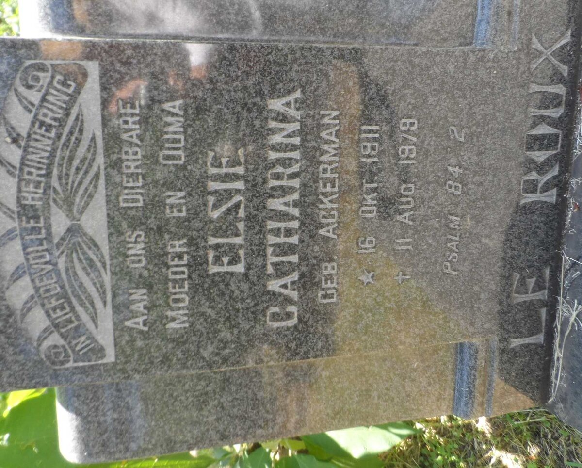 ROUX Elsie Catharina, le nee ACKERMAN 1911-1979