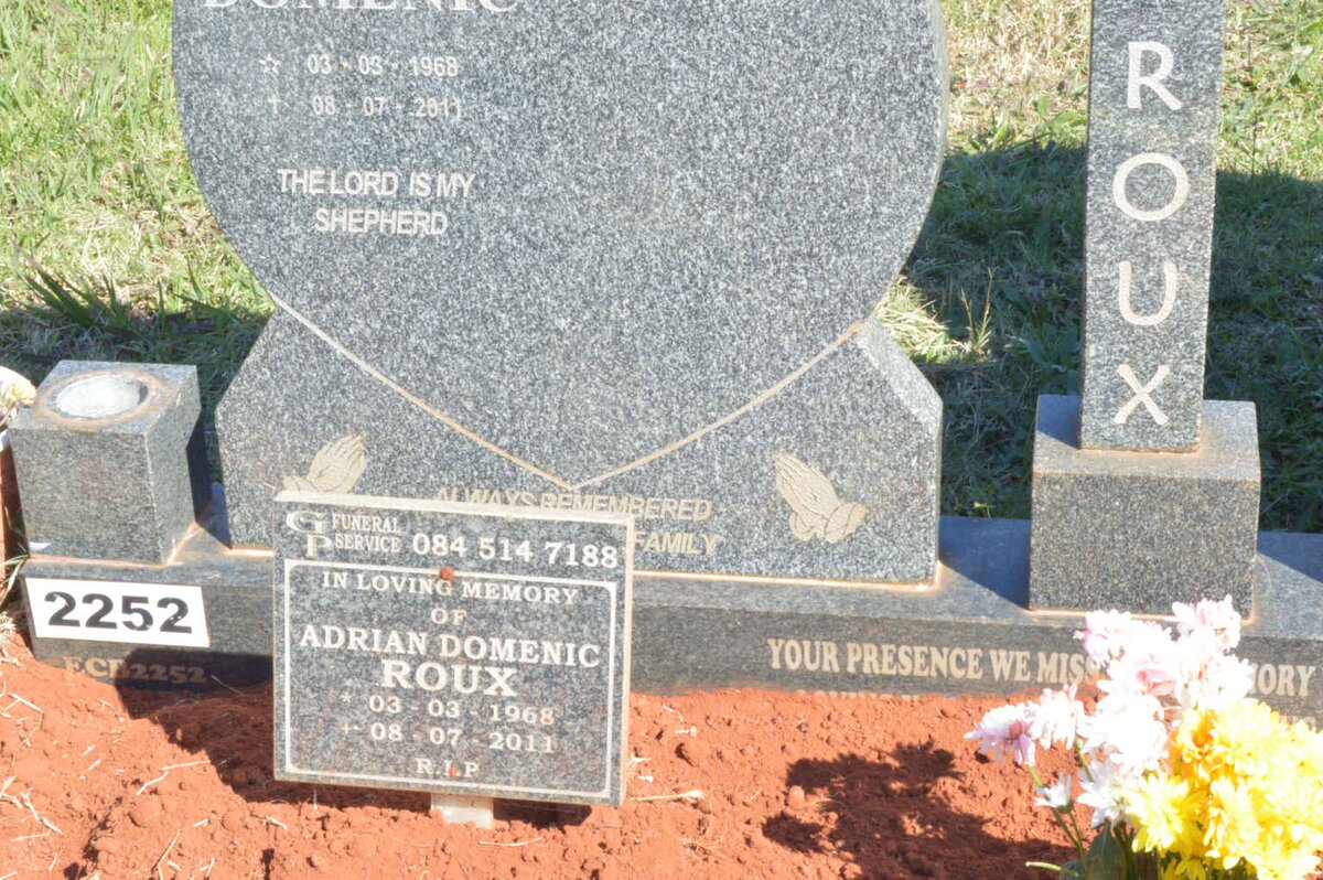 ROUX Cynthia Yvonne 1946-2016 :: ROUX Adrian Domenic 1968-2011