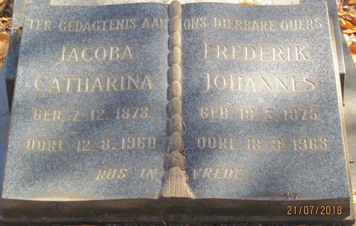 ROUX Frederik Johannes, le 1875-1963 &amp; Jacoba Catharina 1873-1960