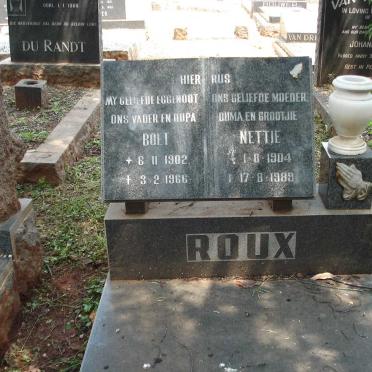 ROUX Boet 1902-1966 &amp; Nettie 1904-1989