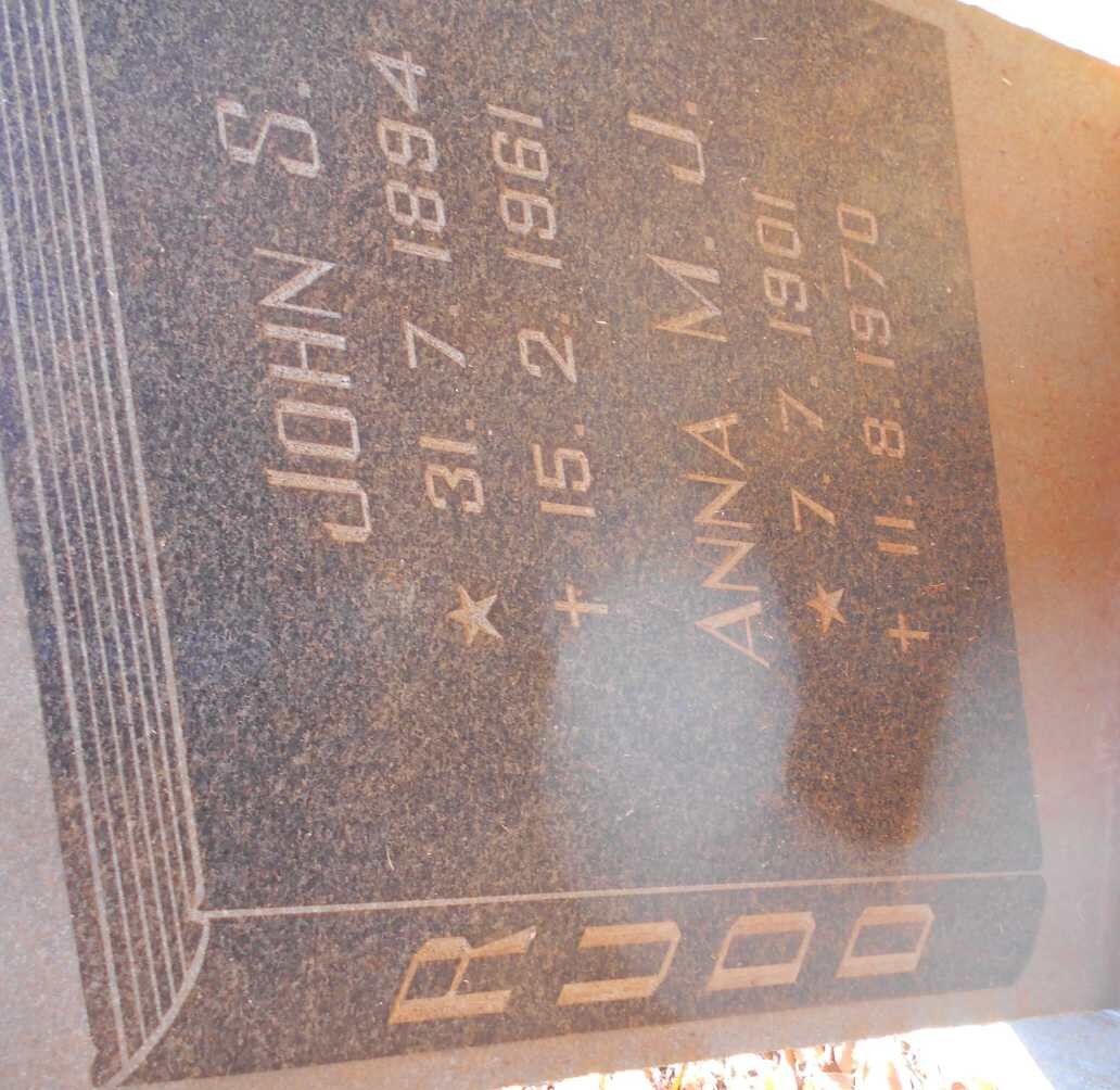 RUDD John S. 1894-1961 &amp; Anna M.J. 1901-1970