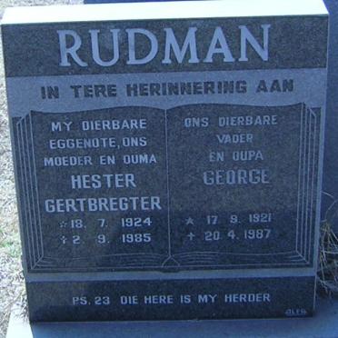RUDMAN George 1921-1987 &amp; Hester Gertbregter 1924-1985