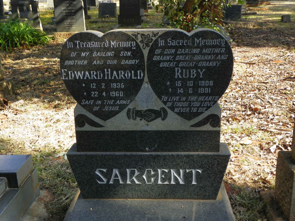 SARGENT Ruby 1908-1991 :: SARGENT Edward Harold 1935-1960