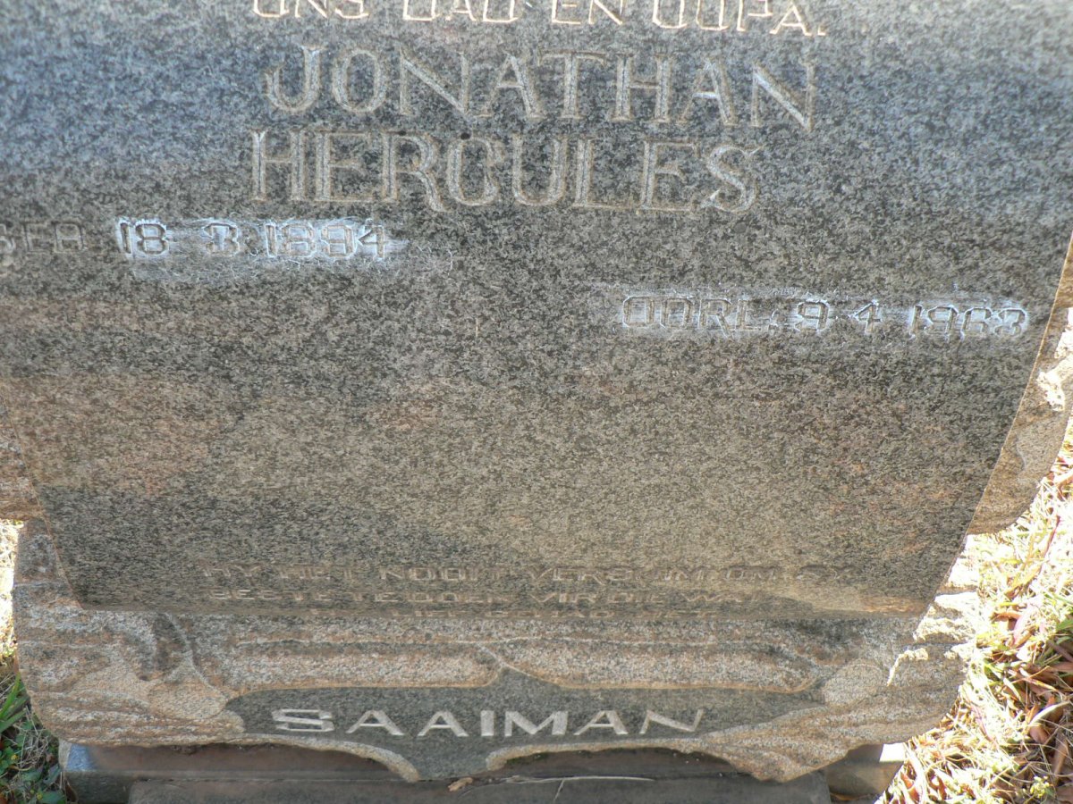 SAAIMAN Jonathan Hercules 1894-1963