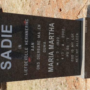 SADIE Maria Martha 1920-2002