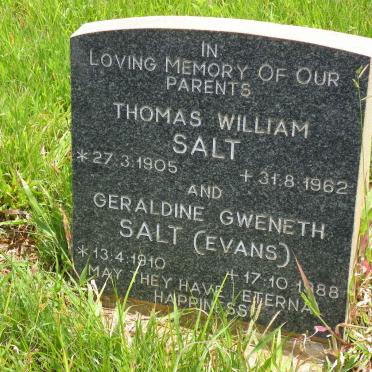 SALT Thomas William 1905-1962 &amp; Geraldine Gweneth EVANS 1910-1988
