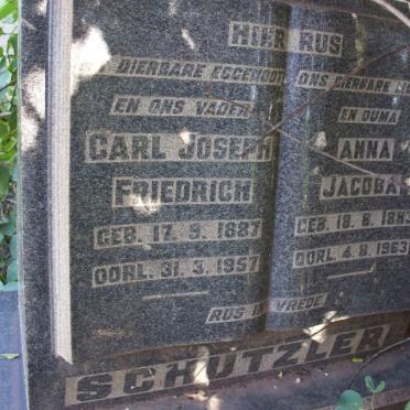 SCHUTZLER Carl Joseph Friedrich 1887-1957 &amp; Anna Jacoba 1883-1963