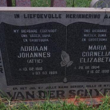 SCHYFF Adriaan Johannes, van der 1910-1989 &amp; Maria Cornelia Elizabeth 1904-1990
