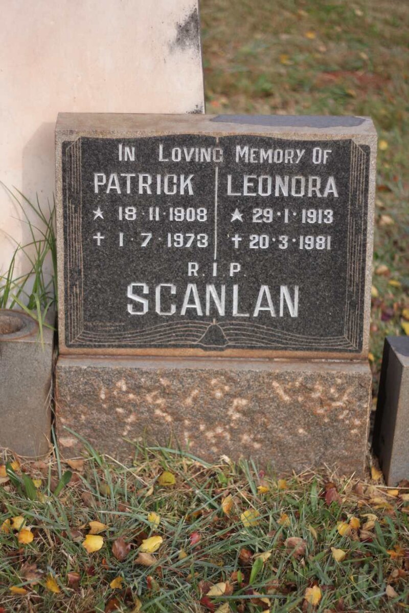 SCANLAN Patrick 1908-1973 &amp; Leonora 1913-1981