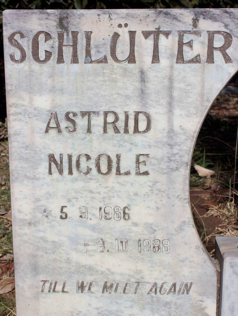 SCHLUTER Astrid Nicole 1986-1988