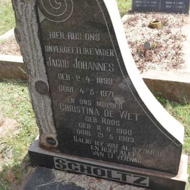 SCHOLTZ Jacob Johannes 1893-1971 &amp; Christina de Wet ROOS 1900-1983