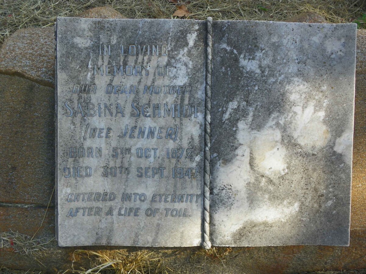 SCHMIDT Sabina nee JENNER 1872-1947