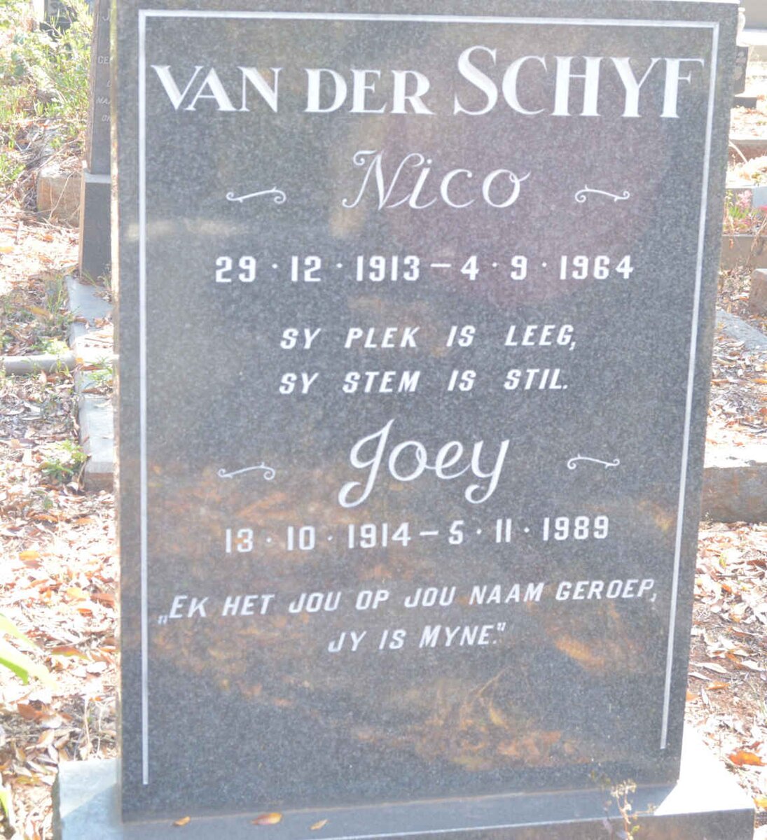 SCHYF Nico, van der 1913-1964 &amp; Joey 1914-1989
