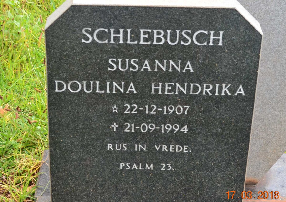 SCHLEBUSCH Susanna Doulina Hendrika 1907-1994