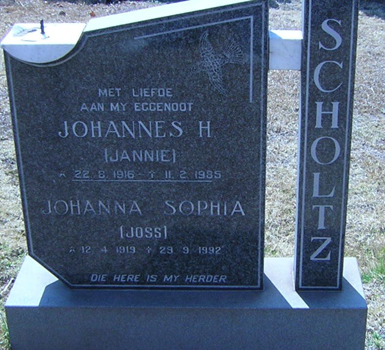 SCHOLTZ Johannes H. 1916-1985 &amp; Johanna Sophia 1919-1992