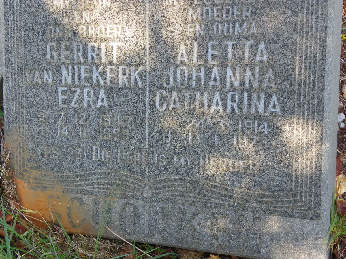 SCHONKEN Aletta Johanna Catharina 1914-1973 :: SCHONKEN Gerrit van Niekerk Ezra 1942-1959