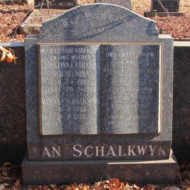 SCHALKWYK W.A., van 1893-1977 &amp; Christina Catharina Wilhelmina 1905-1975 :: VAN SCHALKWYK Willem Abraham 1940-1960