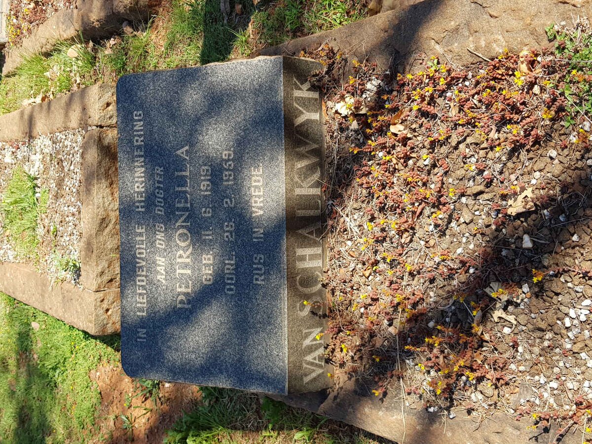 SCHALKWYK Petronella, van 1919-1959