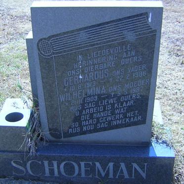 SCHOEMAN Gerhardus 1913-1986 &amp; Wilhelmina 1909-1987