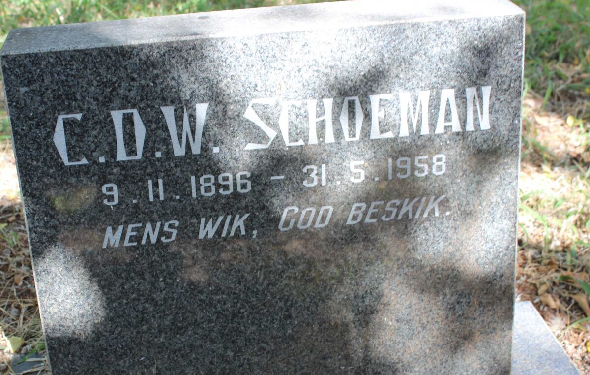 SCHOEMAN C.D.W. 1896-1958