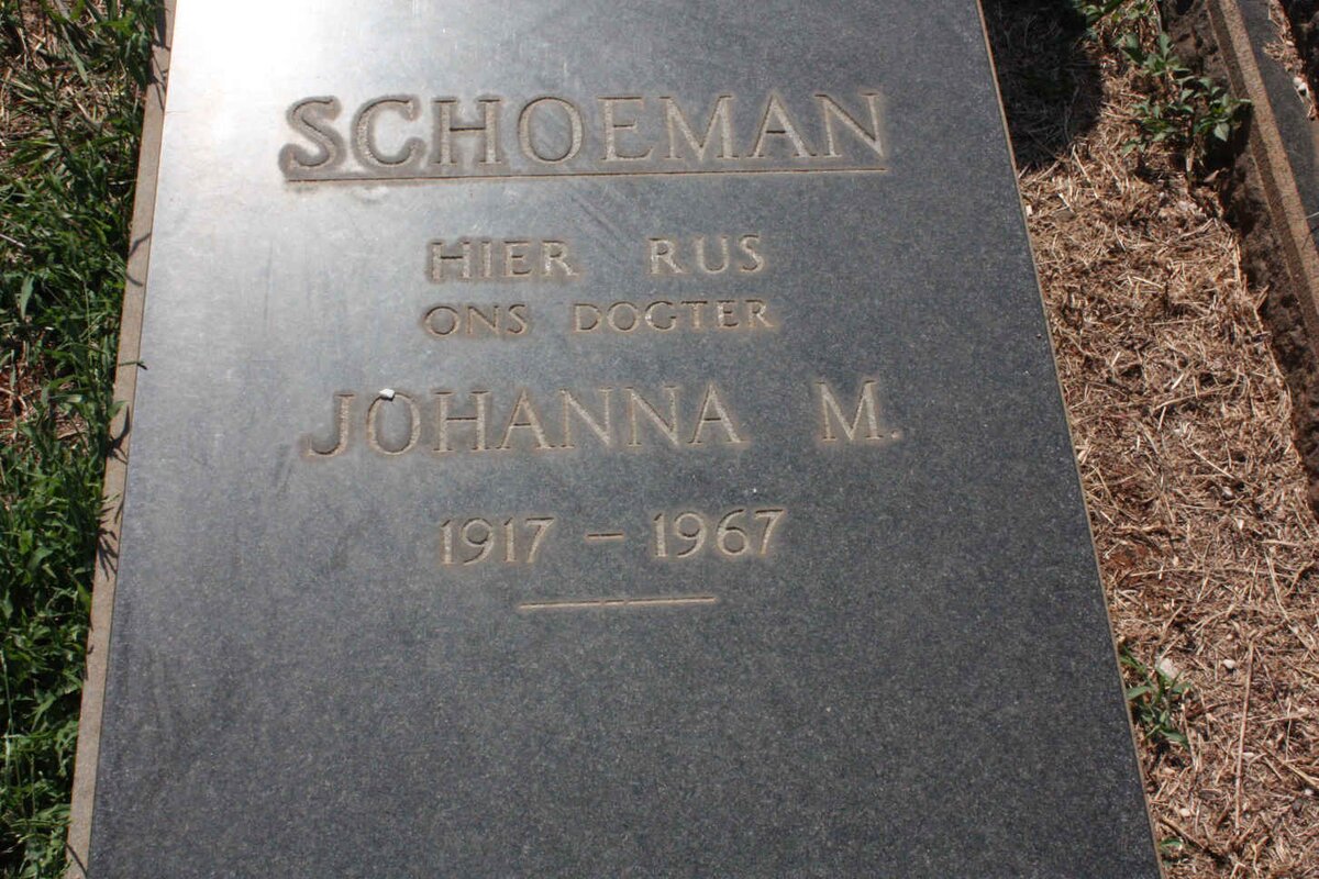 SCHOEMAN Johanna M. 1917-1967