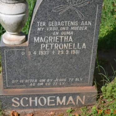 SCHOEMAN Magrietha Petronella 1933-1981
