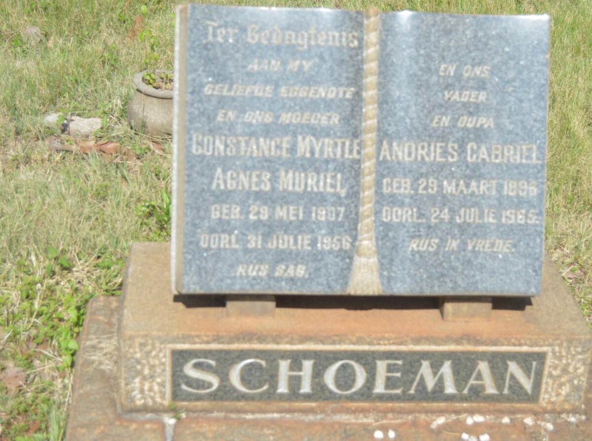 SCHOEMAN Andries Gabriel 1896-1965 &amp; Constance Myrtle Agnes Muriel 1907-1956
