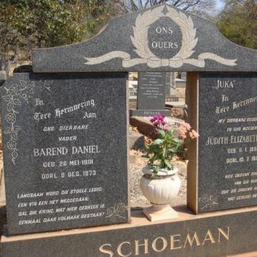 SCHOEMAN Barend Daniel 1901-1973 &amp; Judith Elizabeth Maria 1905-1956