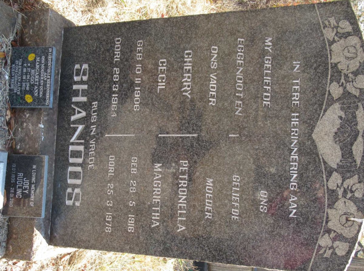 SHANDOS Cherry Cecil 1906-1964 &amp; Petronella Magrietha 1916-1978