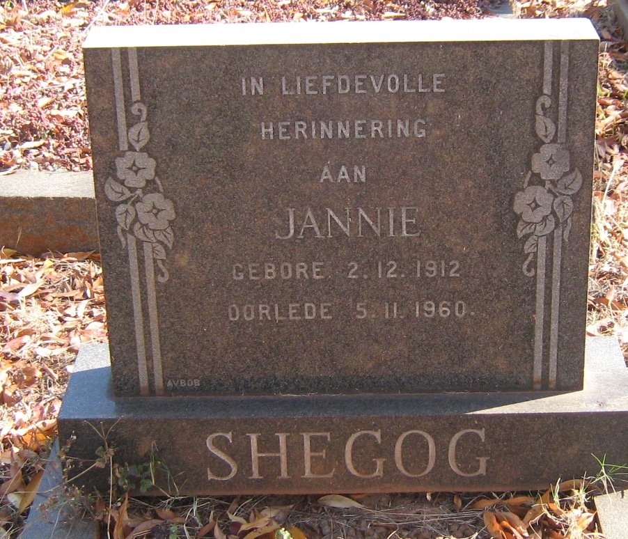 SHEGOG Jannie 1912-1960