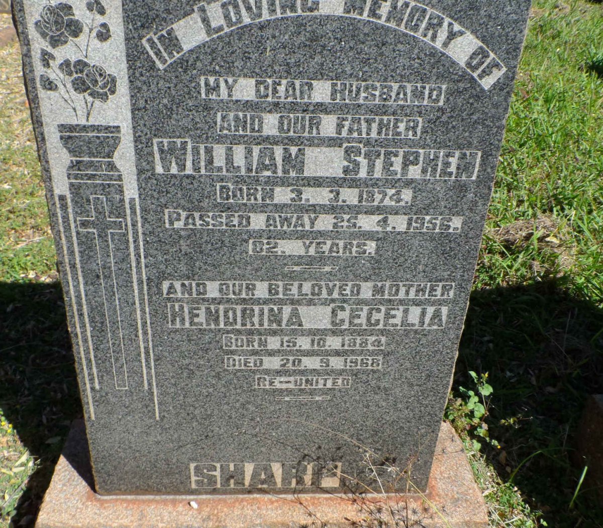 SHARP William Stephen 1874-1956 &amp; Hendrina Cecelia 1884-1968