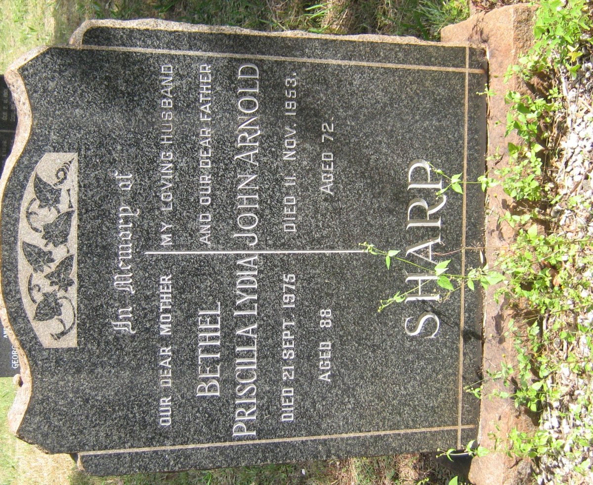 SHARP John Arnold -1953 &amp; Bethel Priscilla Lydia -1975