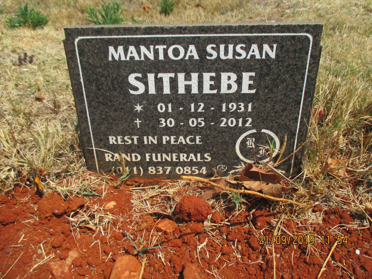 SITHEBE Mantoa Susan 1931-2012