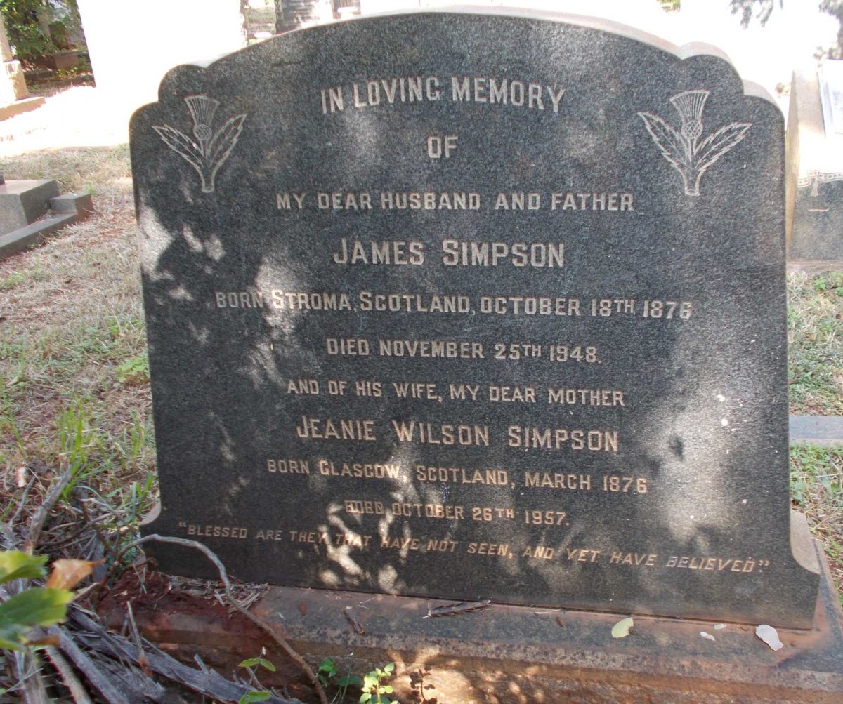 SIMPSON James 1876-1948 &amp; Jeanie Wilson 1876-1957