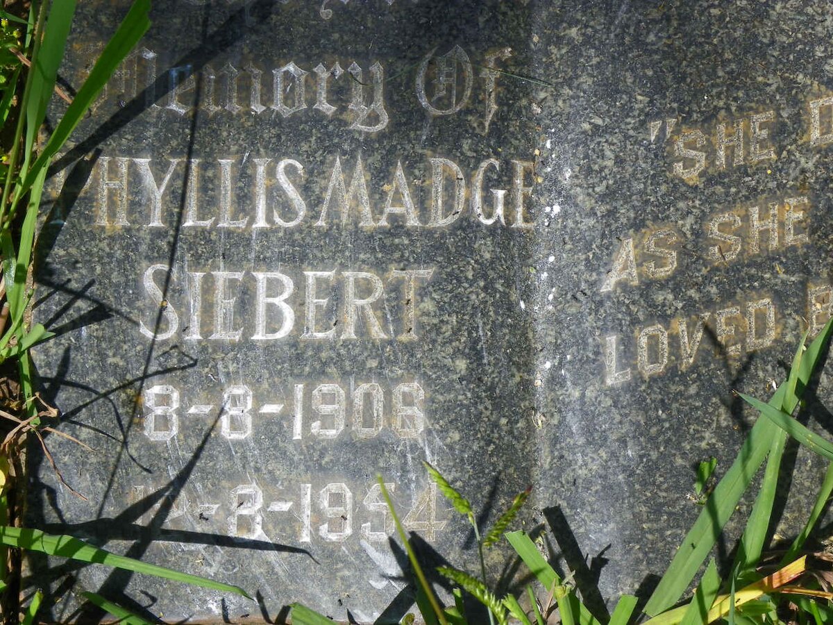 SIEBERT Phyllis Madge 1906-1954