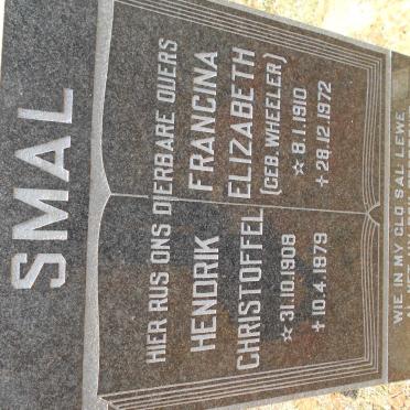 SMAL Hendrik Christoffel 1908-1979 &amp; Francina Elizabeth WHEELER 1910-1972