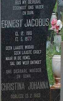 SMITH Ernest Jacobus 1910-1977 &amp; Christina Johanna -1983