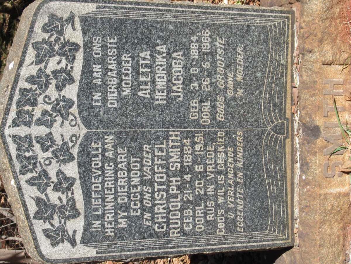 SMITH Christoffel Rudolph 1884-1951 &amp; Aletta Hendrika Jacoba 1884-1966