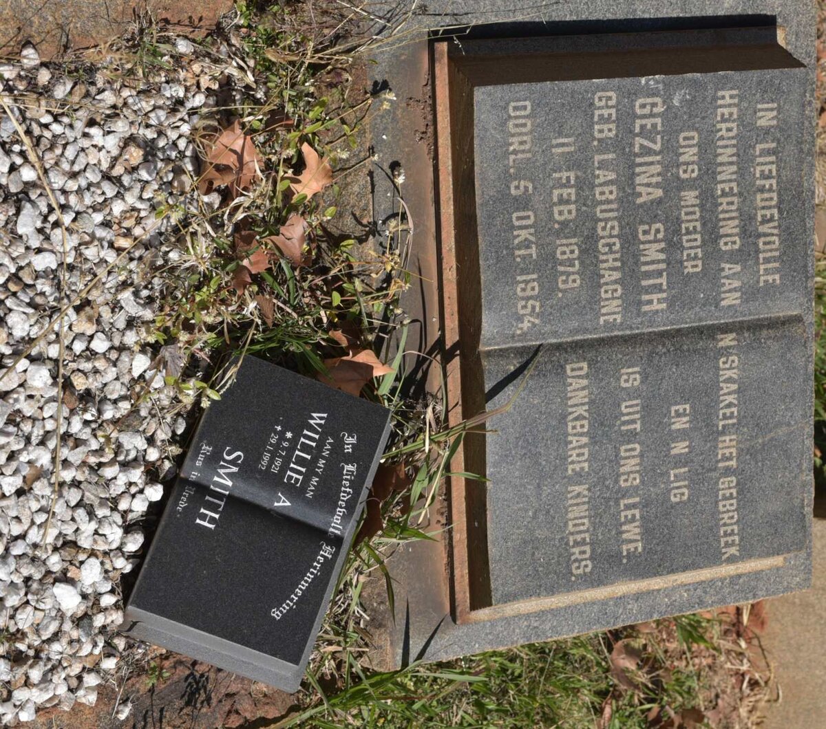 SMITH Gezina nee LABUSCHAGNE 1879-1954 :: SMITH Willie A. 1921-1992