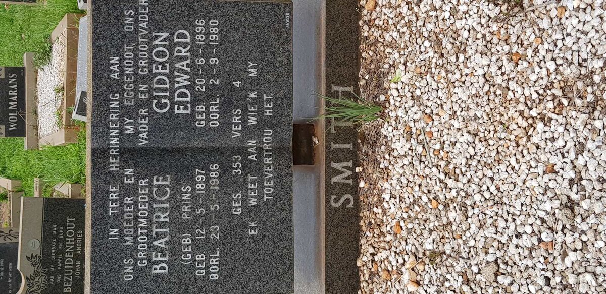 SMITH Gideon Edward 1896-1980 &amp; Beatrice PRINS 1897-1986