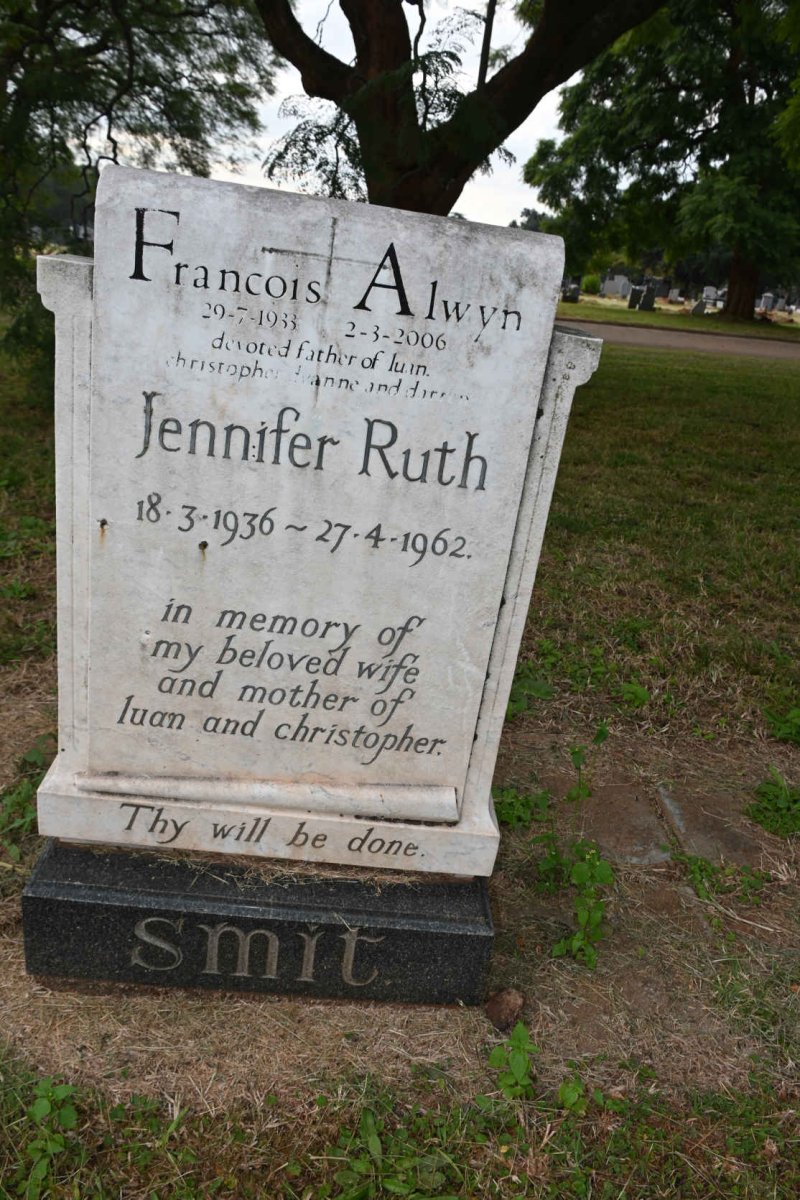 SMIT Francois Alwyn 1933-2006 &amp; Jennifer Ruth 1936-1962