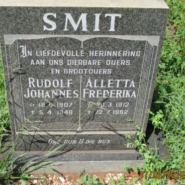 SMIT Rudolf Johannes 1907-1948 &amp; Alletta Frederika 1912-1962