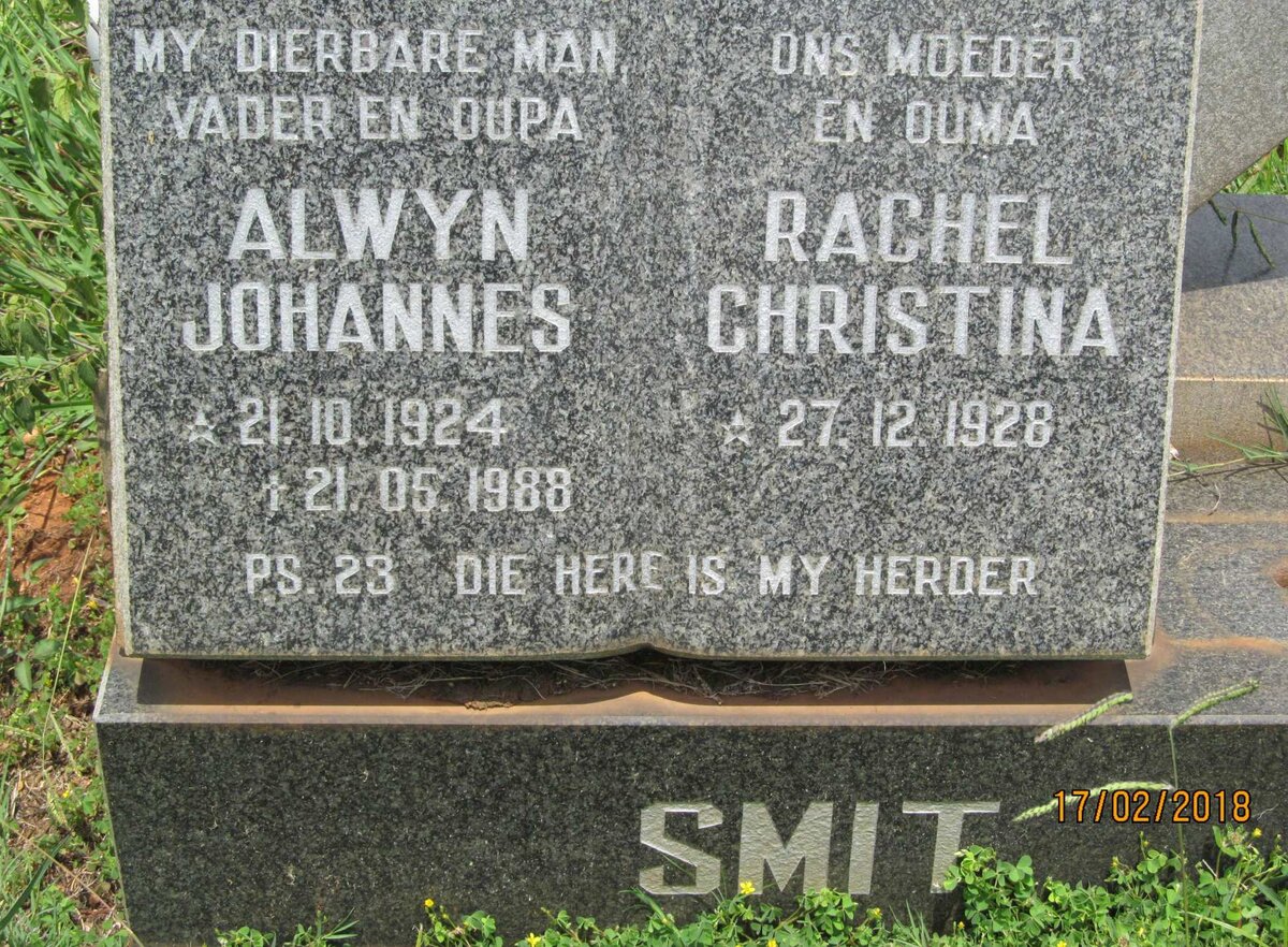 SMIT Alwyn Johannes 1924-1988 &amp; Rachel Christina 1928-