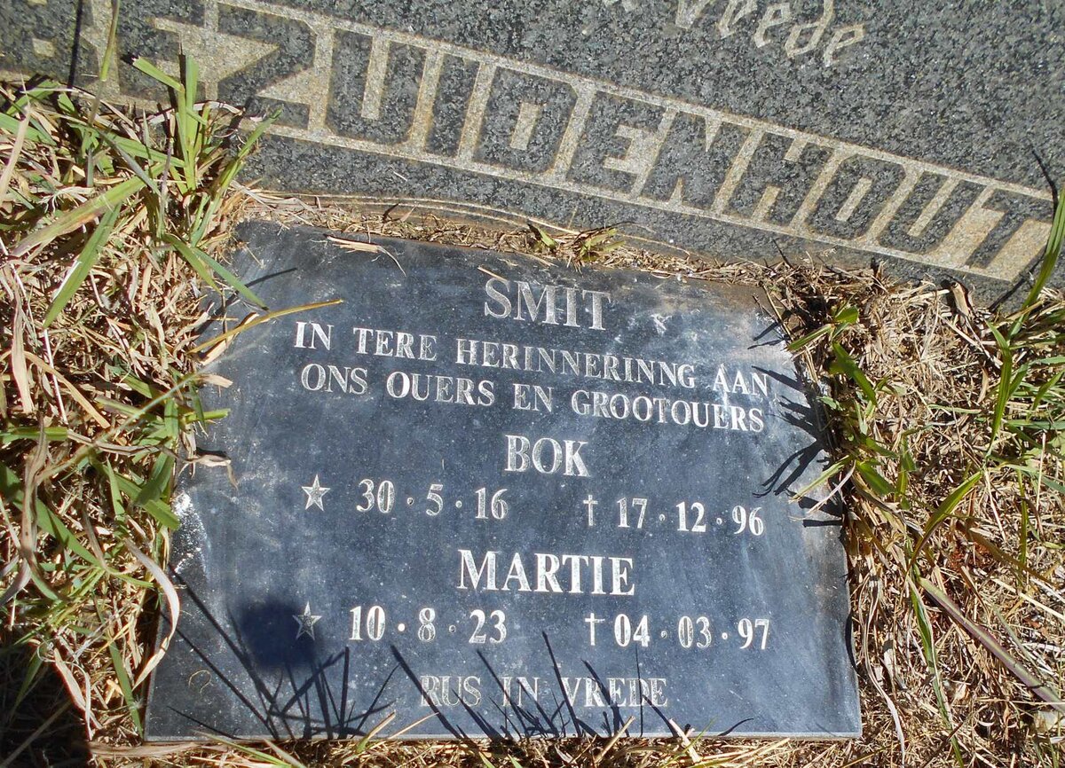 SMIT Bok 1916-1996 &amp; Martie 1923-1997